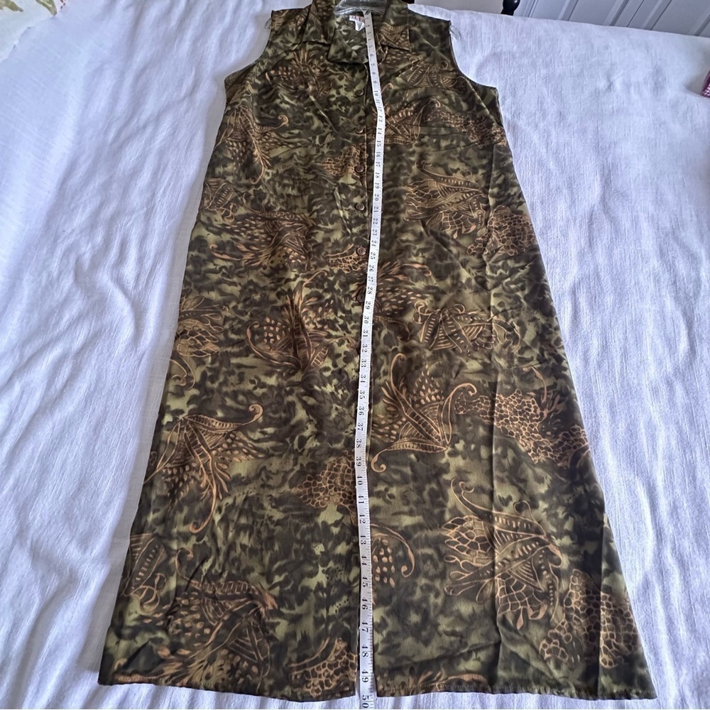 Vtg R&K Originals Dark Floral Full Button Tie Waist Maxi Dress Womens 16W Office - Picture 5 of 9